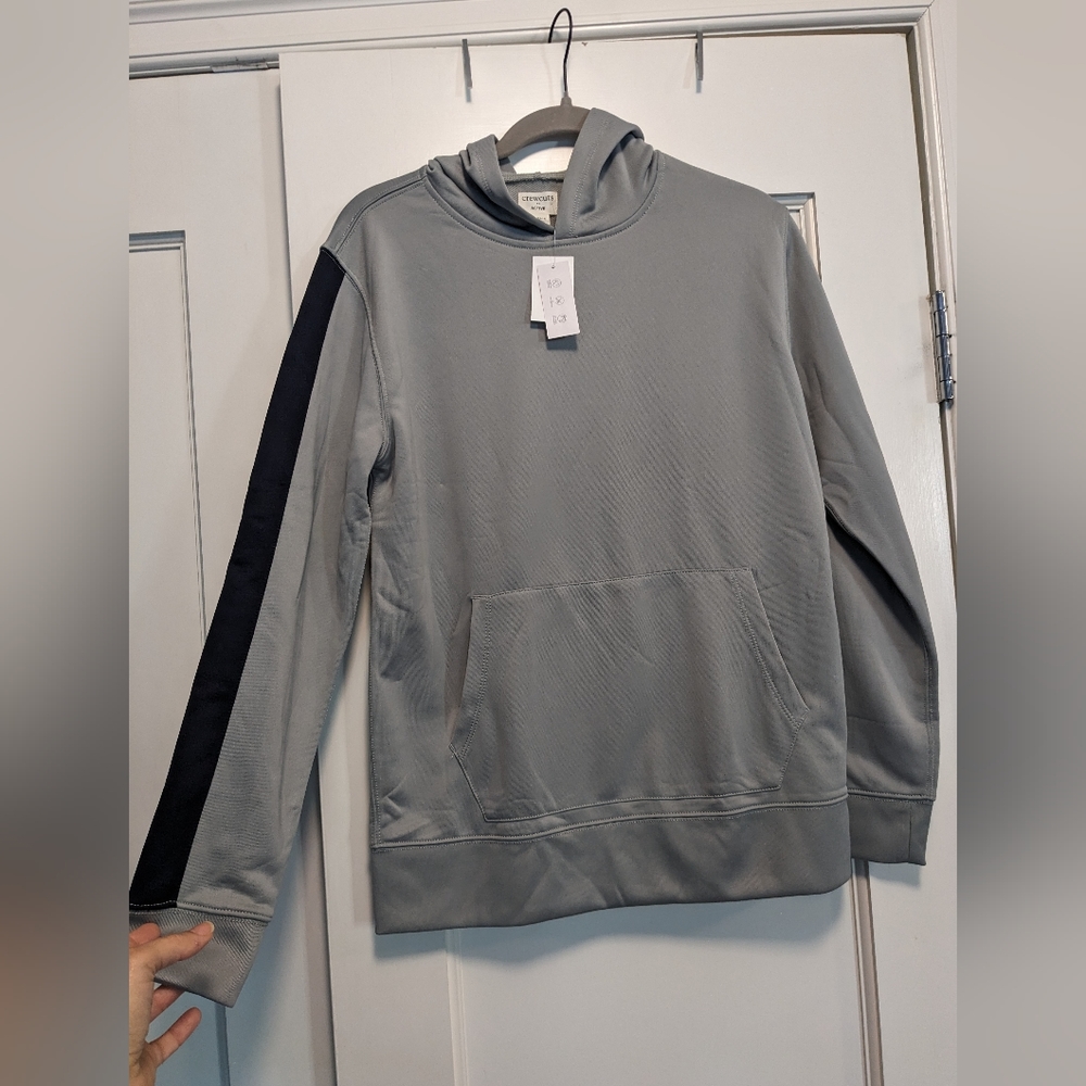 NWT J. Crew Gray & Black Hoodie Sx XXL Kids